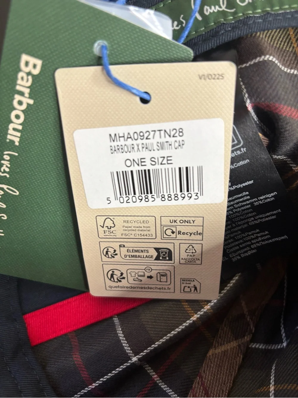 Barbour X Paul Smith Loves Barbour Baseball Cap plaid/corduroy